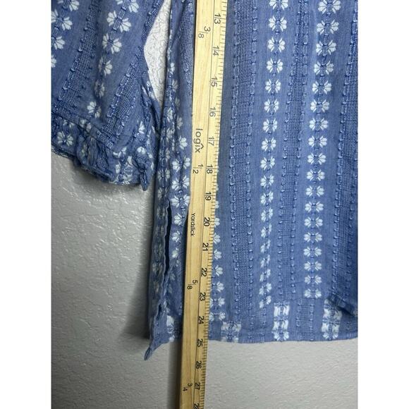 Rungolee Jacqueline Blouse Blue Floral Popover Top Ruffle Embroidered Size Small - Picture 11 of 11